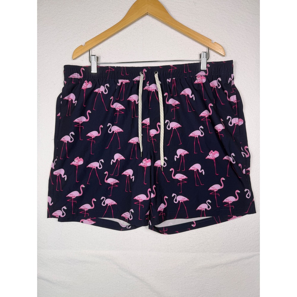Sonoma‎ Swim Trunks Mens XL Navy Blue Pink Flamingo Print  Board Shorts